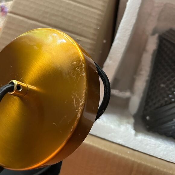 Modern Glass Hanging Pendant Light : Vintage Grey and Gold NWT - Picture 9 of 13